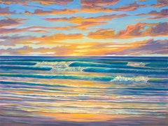 Used Carmel Beach Sunset Surf - Landscape Painting - Oil On Canvas By Dante Rondo