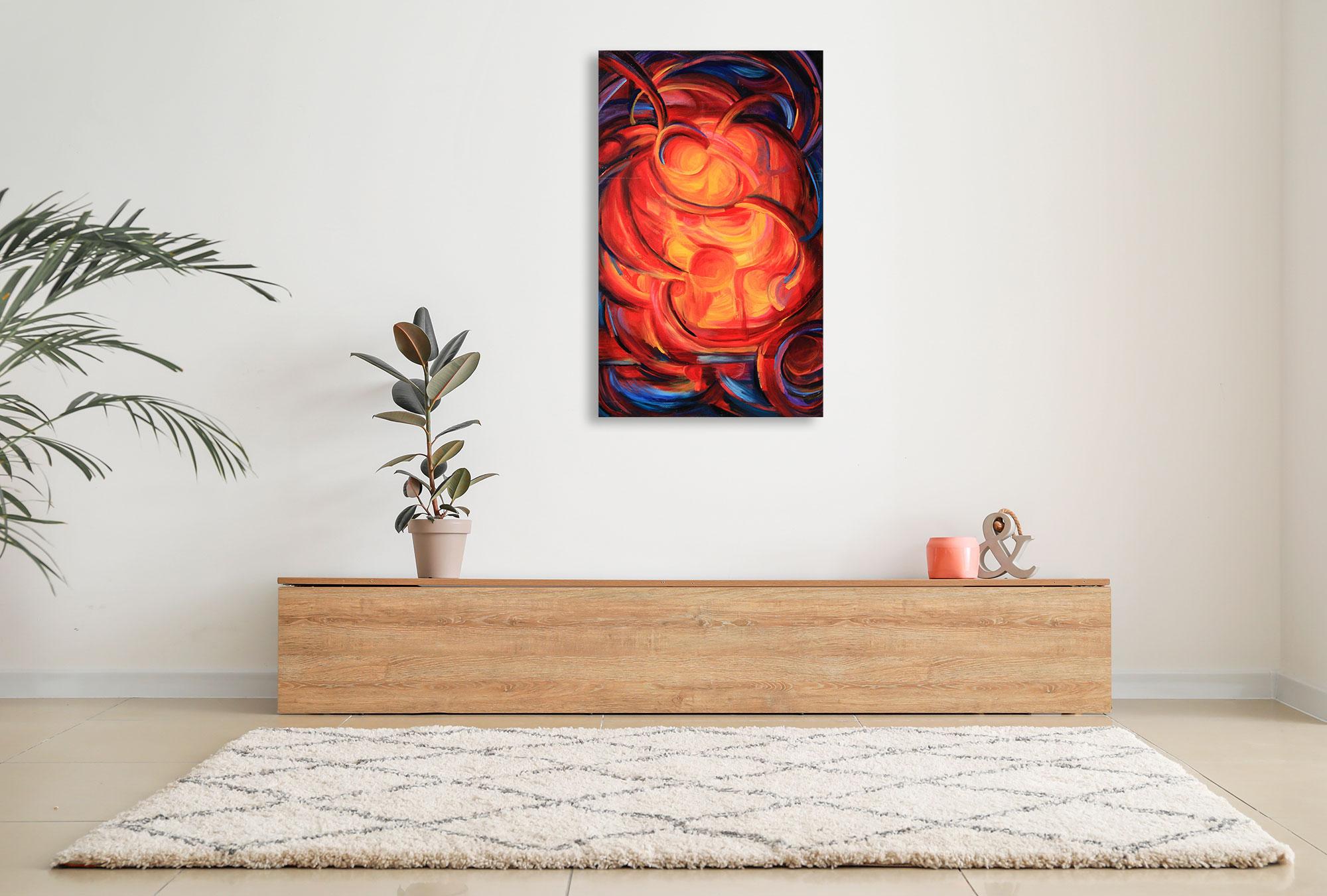 Fire Balls Forming - Oil On Canvas - Abstract Painting By Dante Rondo For Sale 1
