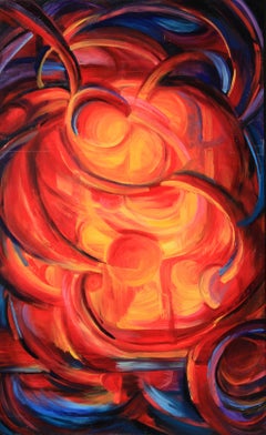 Formation de boules de feu - Huile sur toile - Peinture abstraite de Dante Rondo