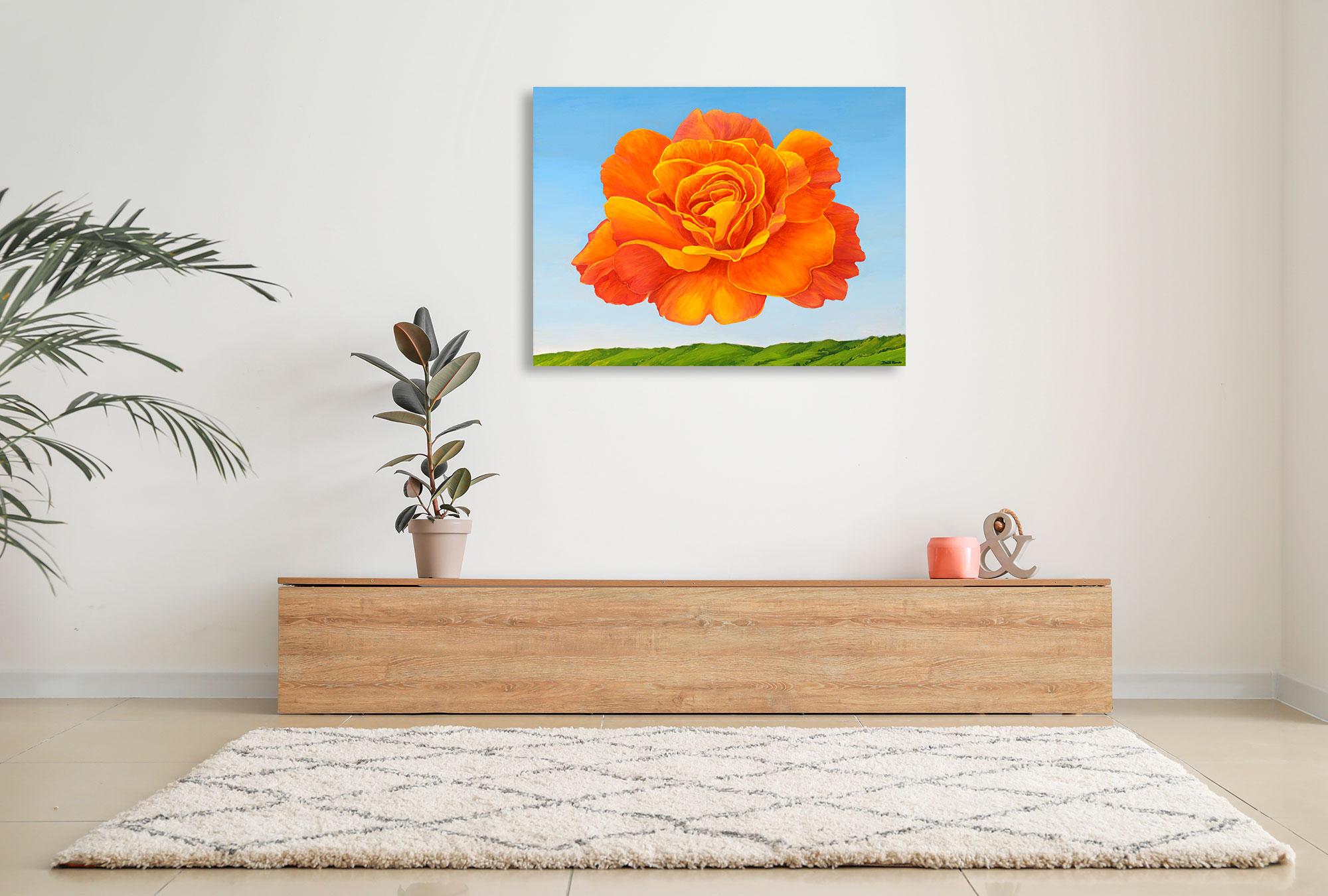 Floating Rose - Acrylic On Canvas - Landscape Painting By Dante Rondo For Sale 1