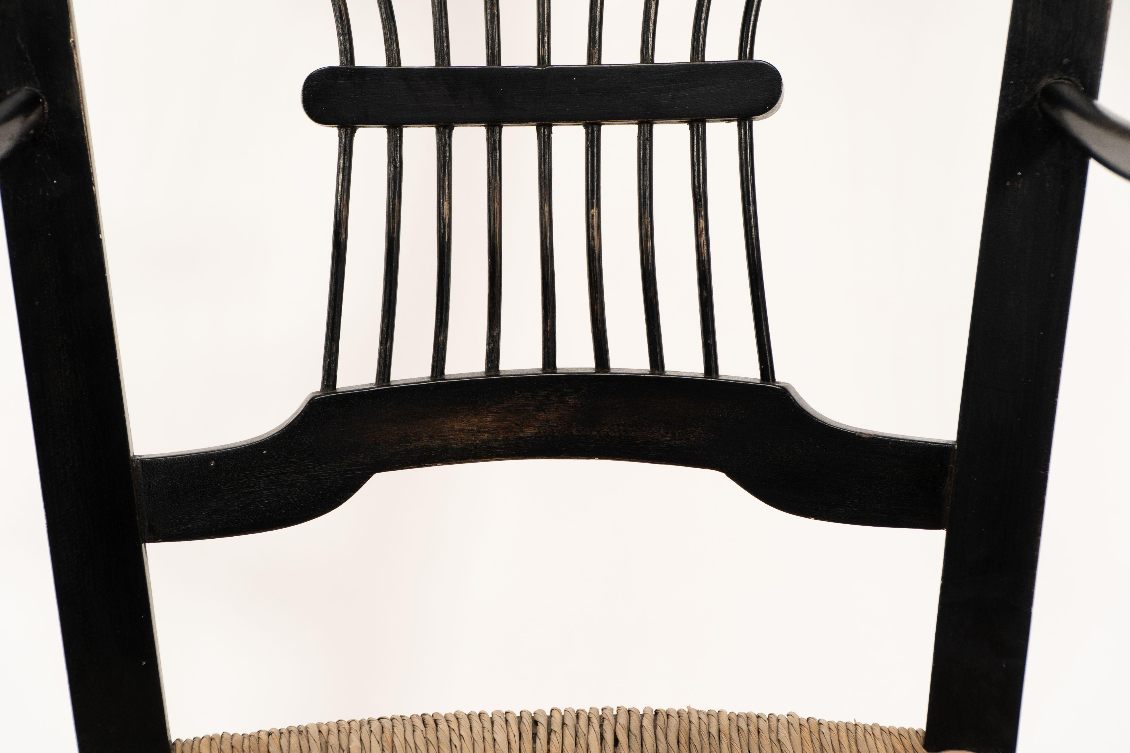 Dante Rossetti for Morris and Co. A pair of rush seated armchairs For Sale 2