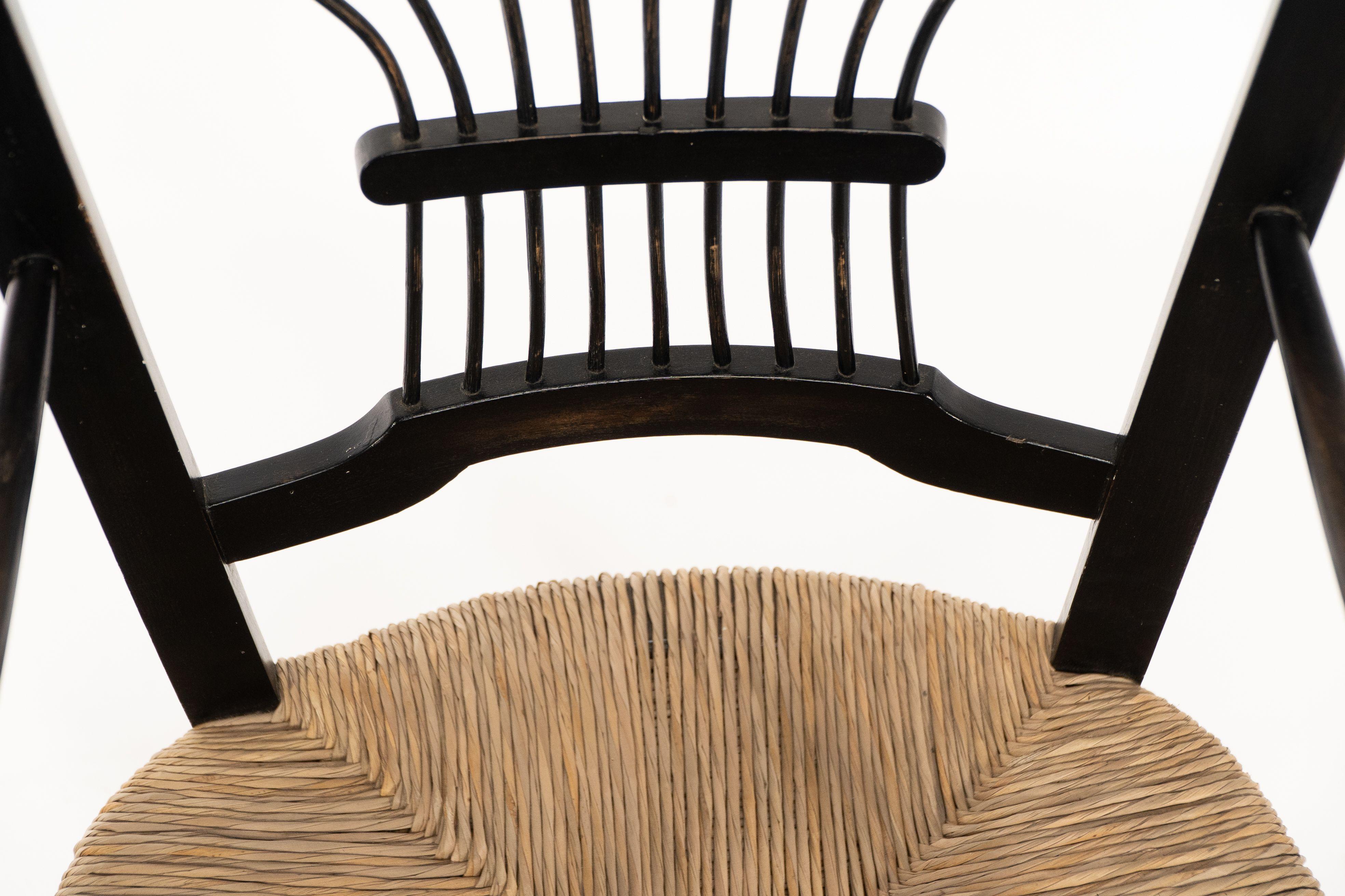 Dante Rossetti for Morris and Co. A pair of rush seated armchairs For Sale 3