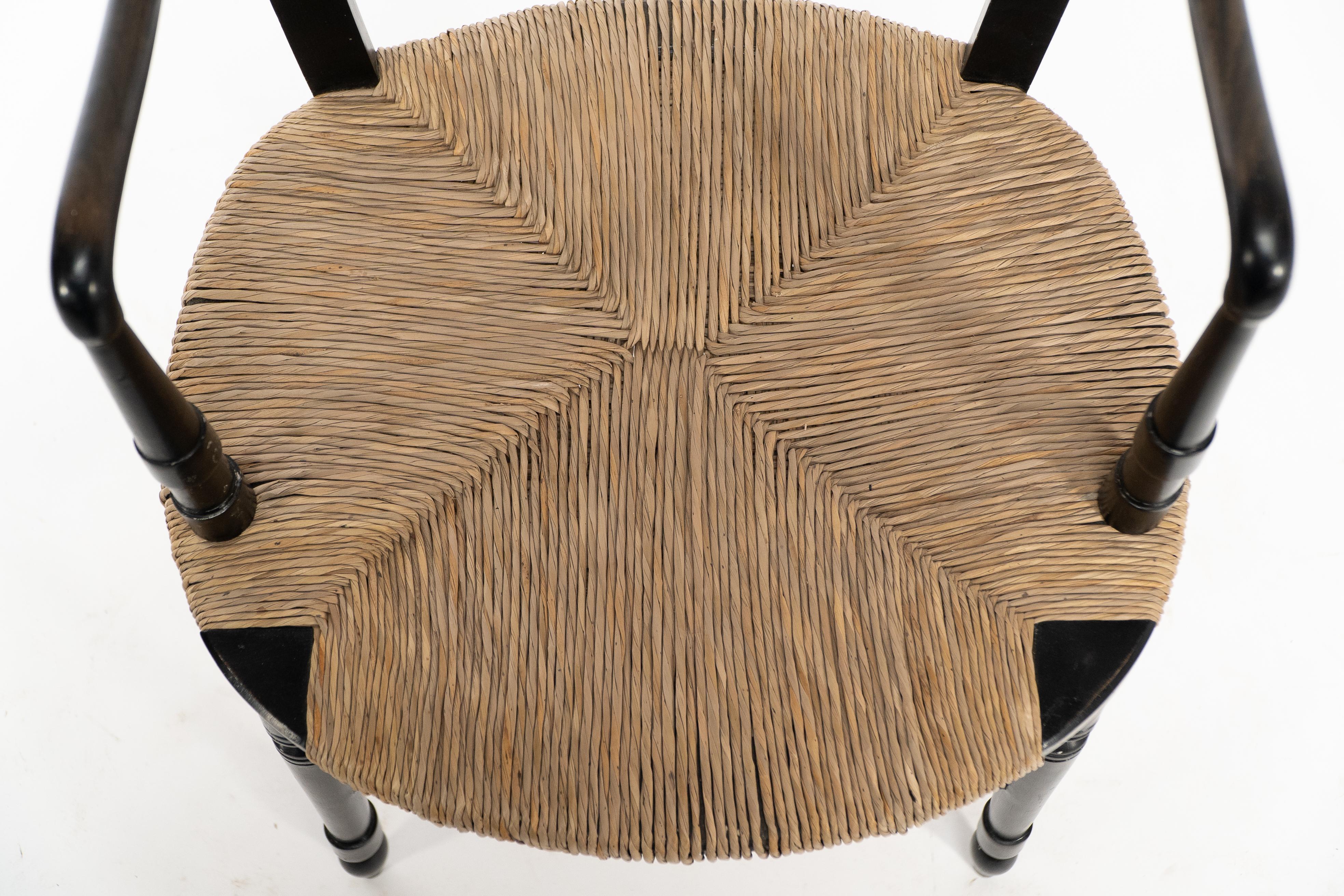 Dante Rossetti for Morris and Co. A pair of rush seated armchairs For Sale 4