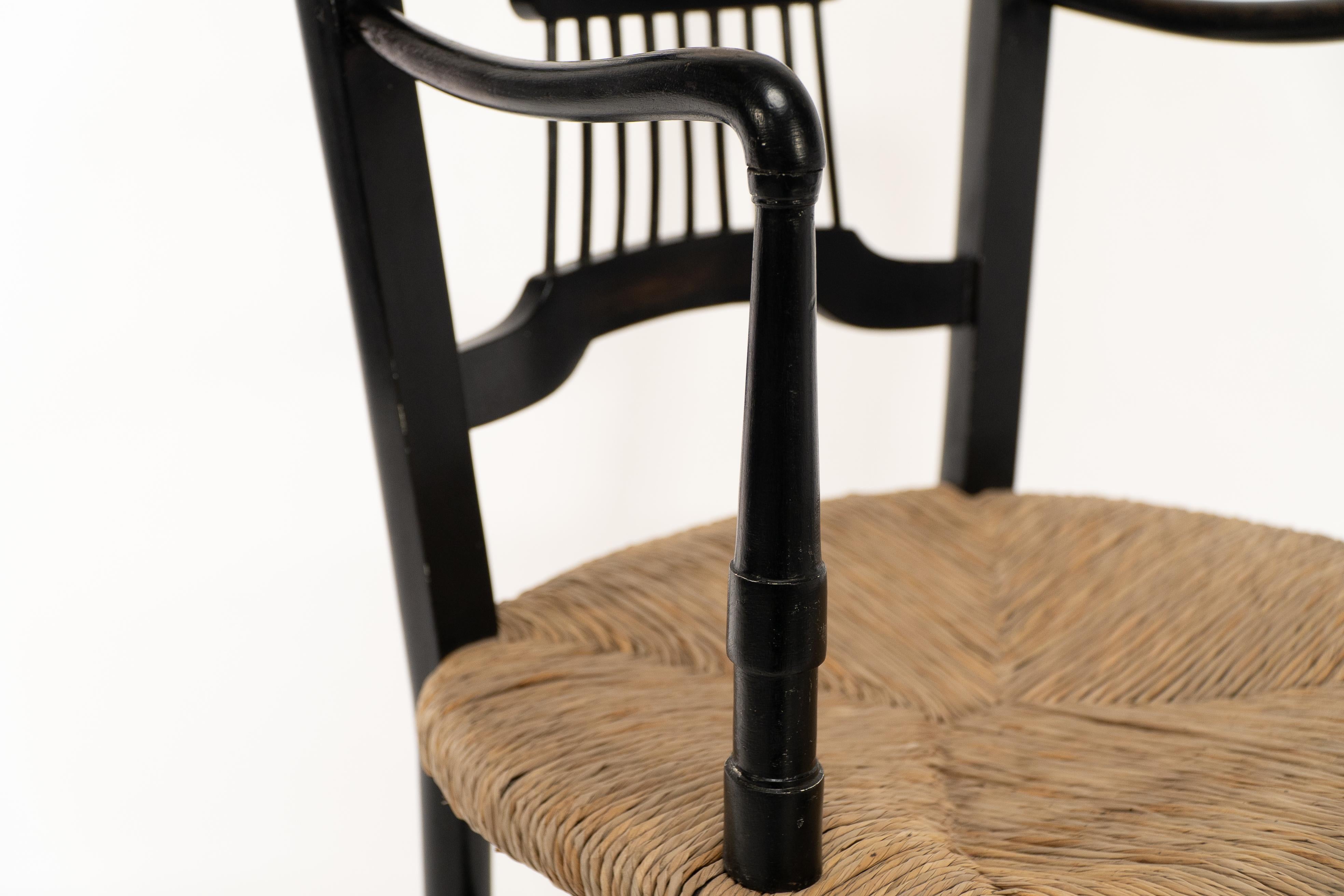 Dante Rossetti for Morris and Co. A pair of rush seated armchairs For Sale 5