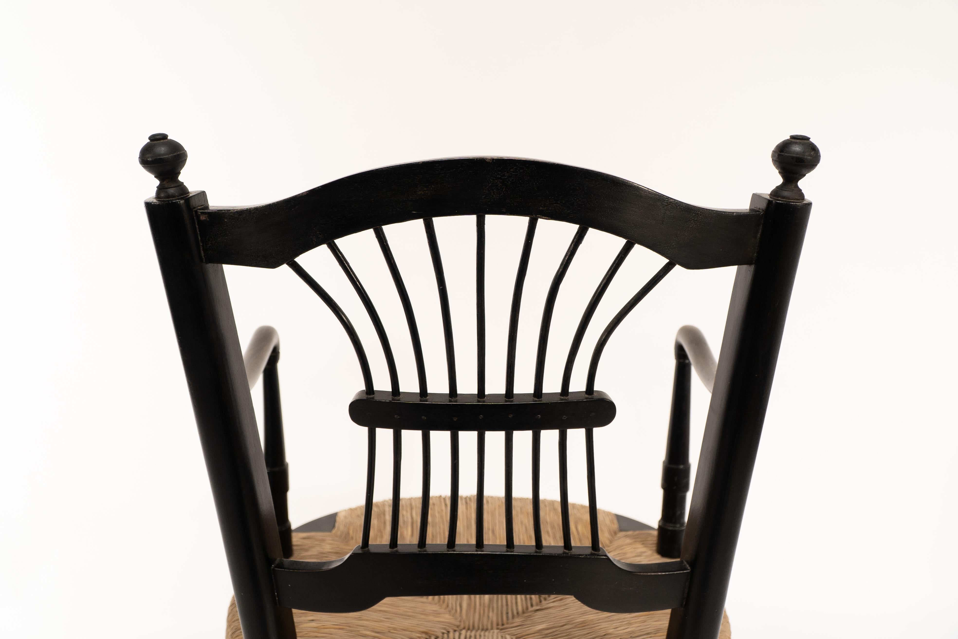Dante Rossetti for Morris and Co. A pair of rush seated armchairs For Sale 12