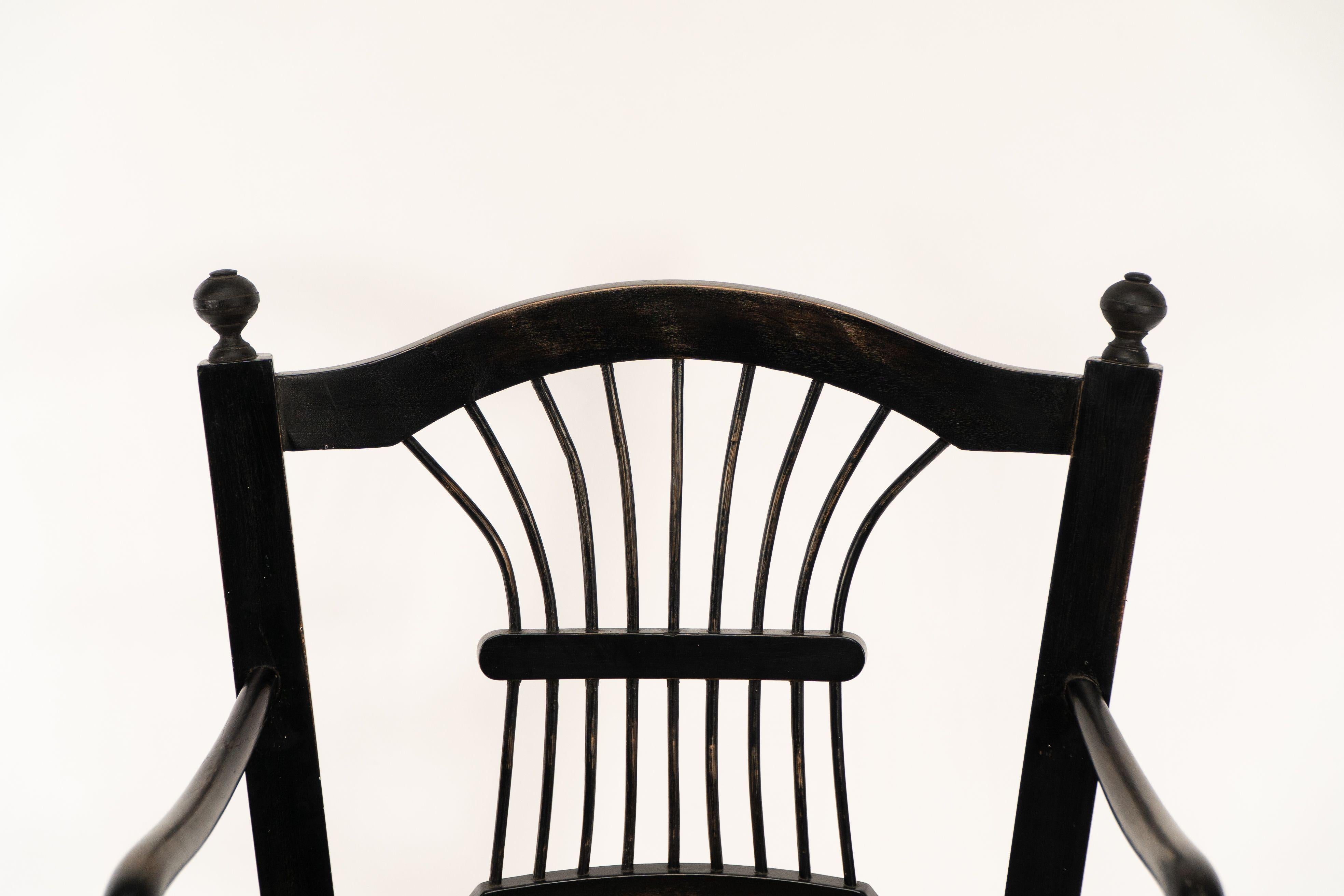 Late 19th Century Dante Rossetti for Morris and Co. A pair of rush seated armchairs For Sale