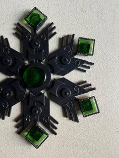 Dantoft Black Metal Art Glass Wall Decor Denmark, 1960s