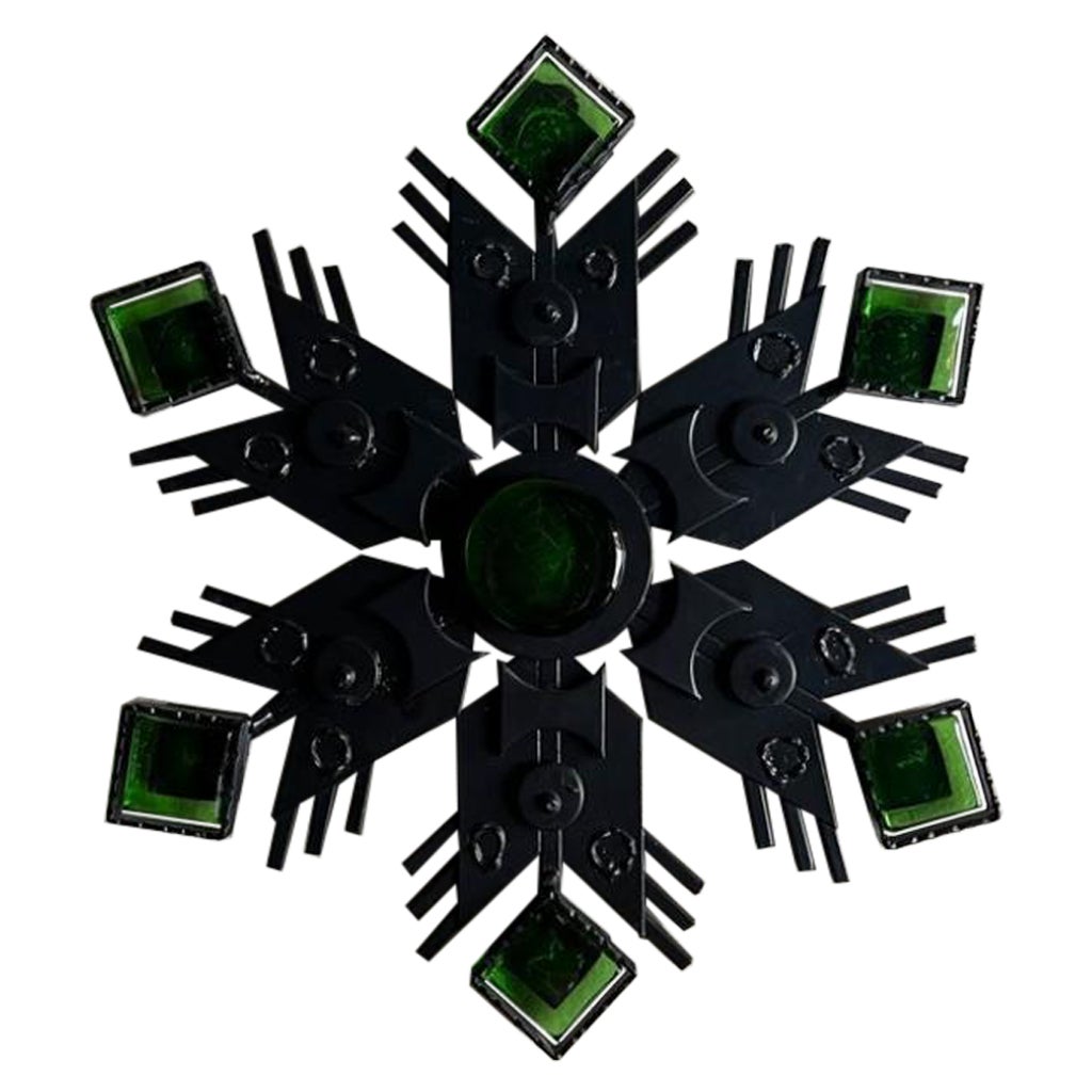 Décoration murale en verre d'art en métal noir de Dantoft Danemark, années 1960 en vente