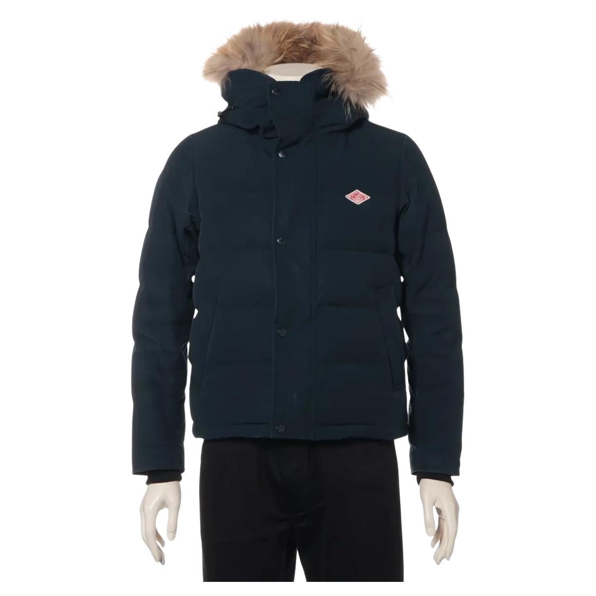 Danton Polyester Fur Down Jacket Navy Blue For Sale