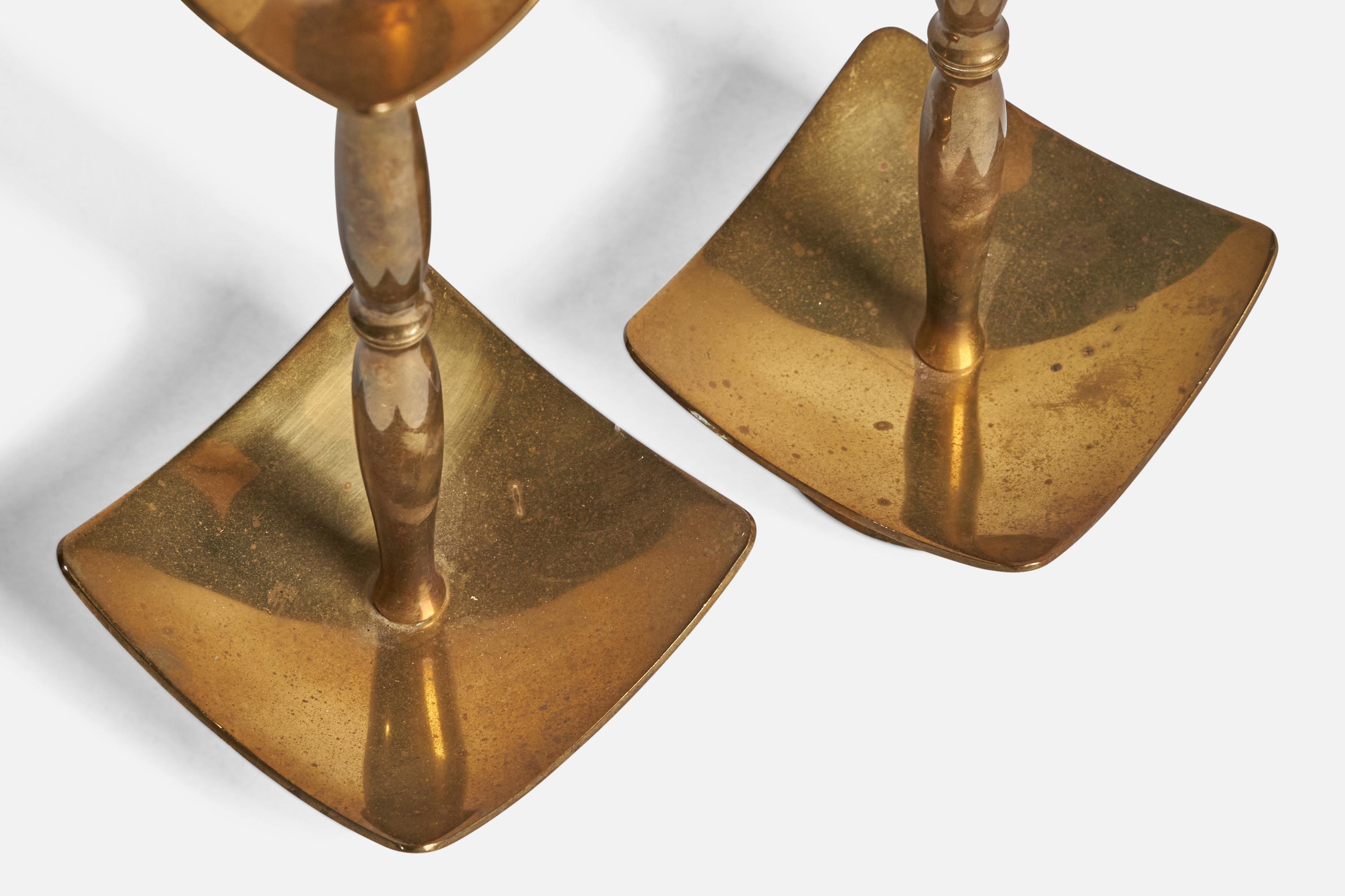 Dantorp, Candlesticks, Brass, Denmark, 1950s In Good Condition For Sale In High Point, NC