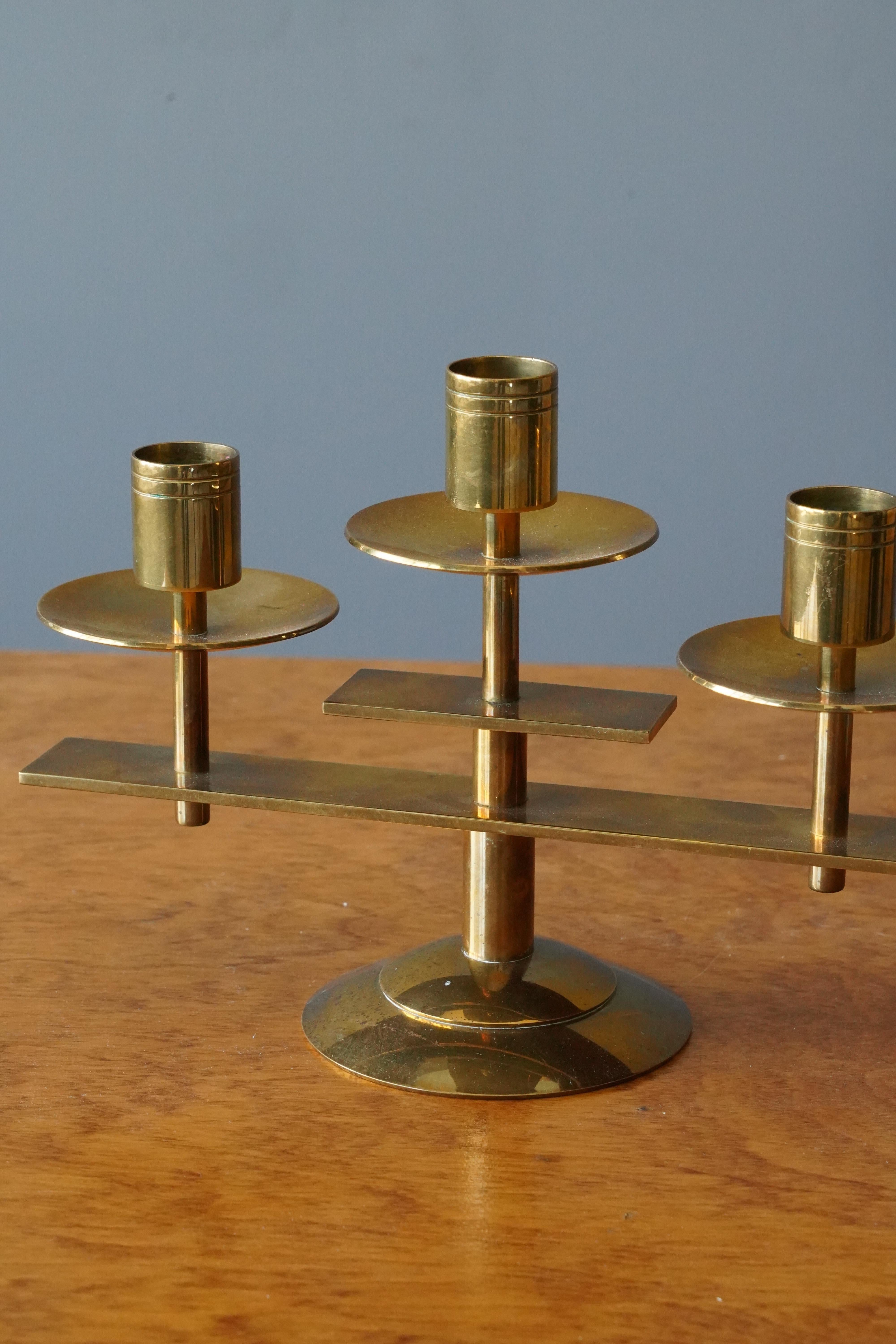 Mid-Century Modern Dantorp Design, Candelabra, Brass, Denmark, 1960s For Sale