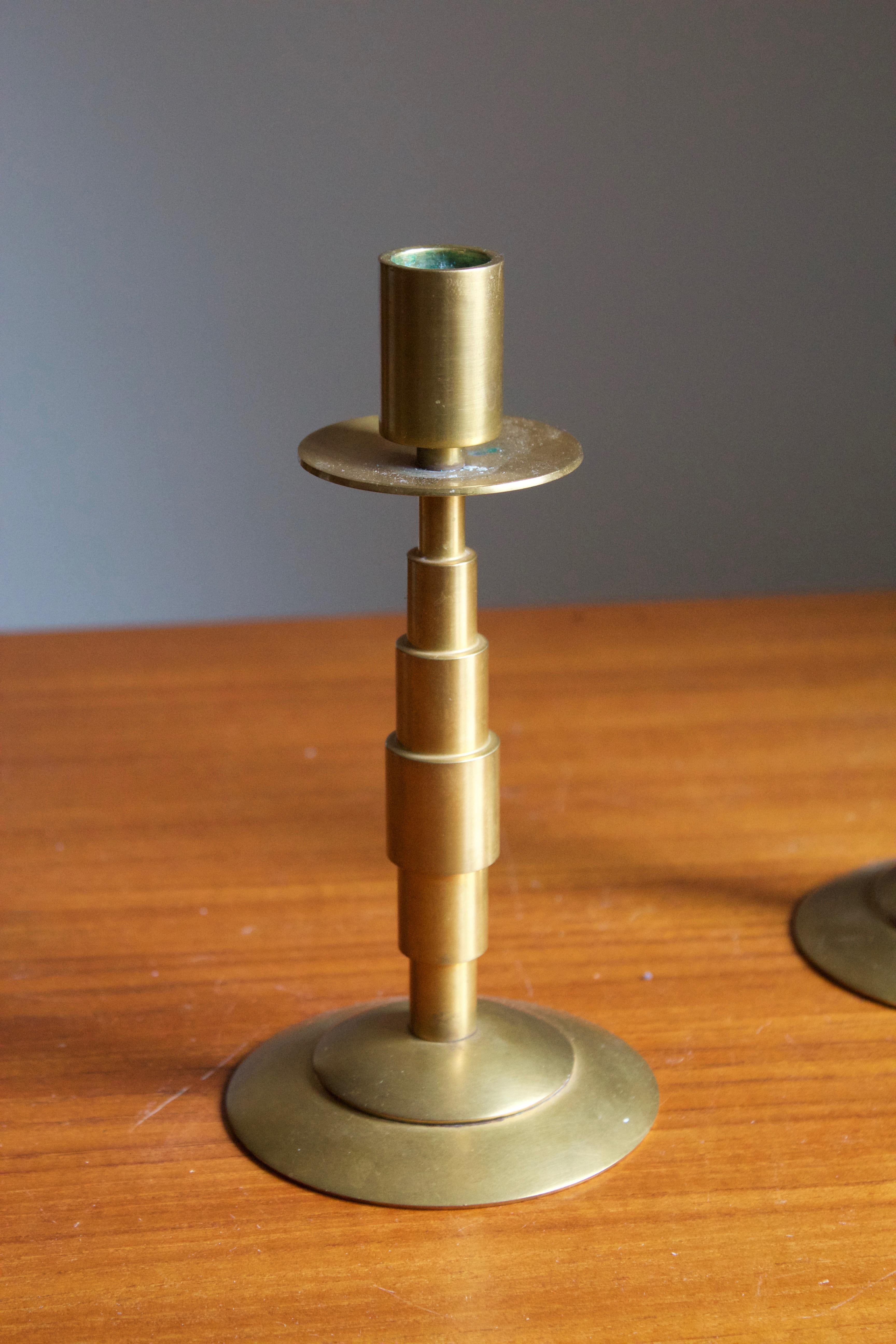 Mid-Century Modern Dantorp Design, Candle Sticks, Brass, Denmark, 1960s