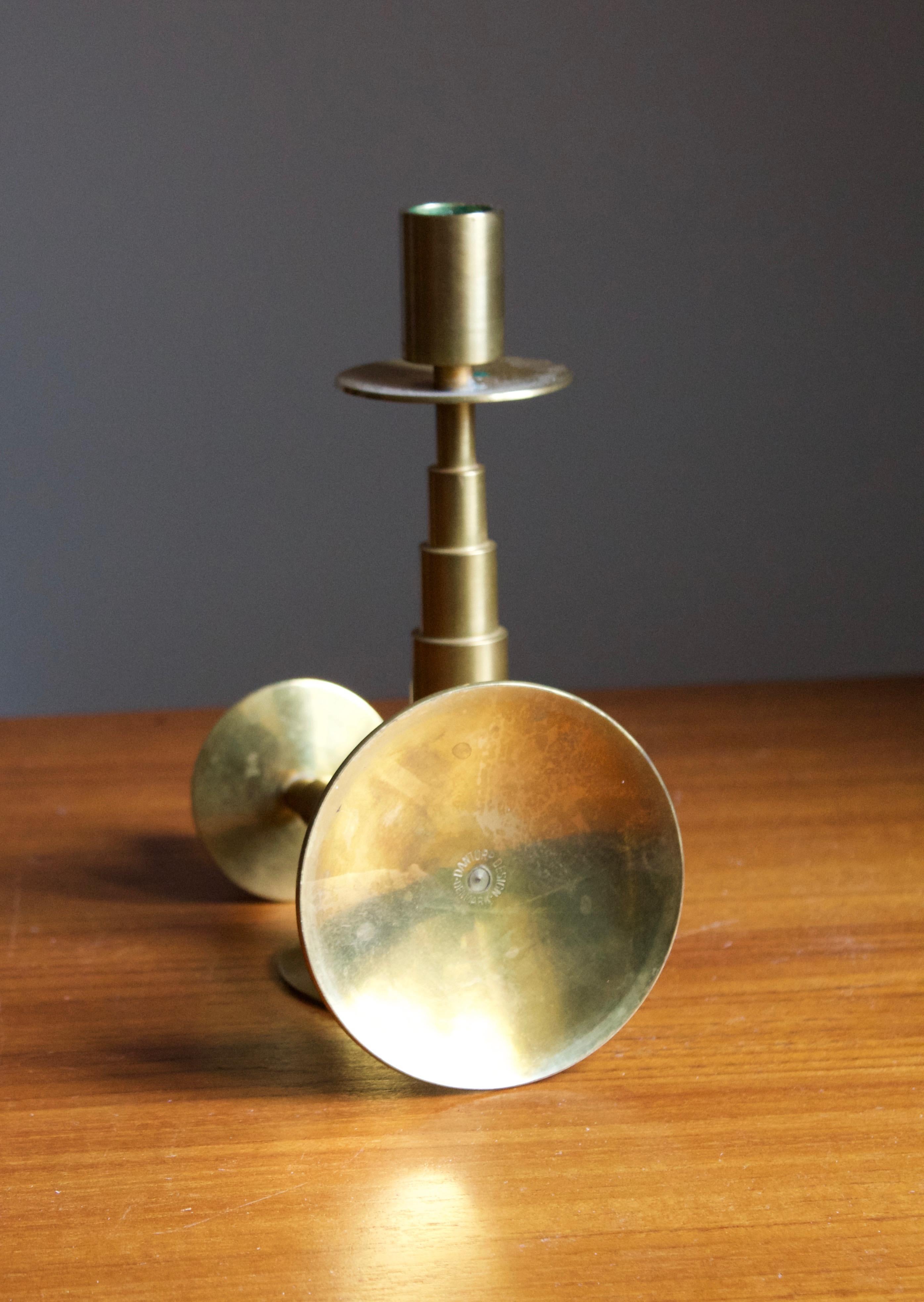 Danish Dantorp Design, Candle Sticks, Brass, Denmark, 1960s