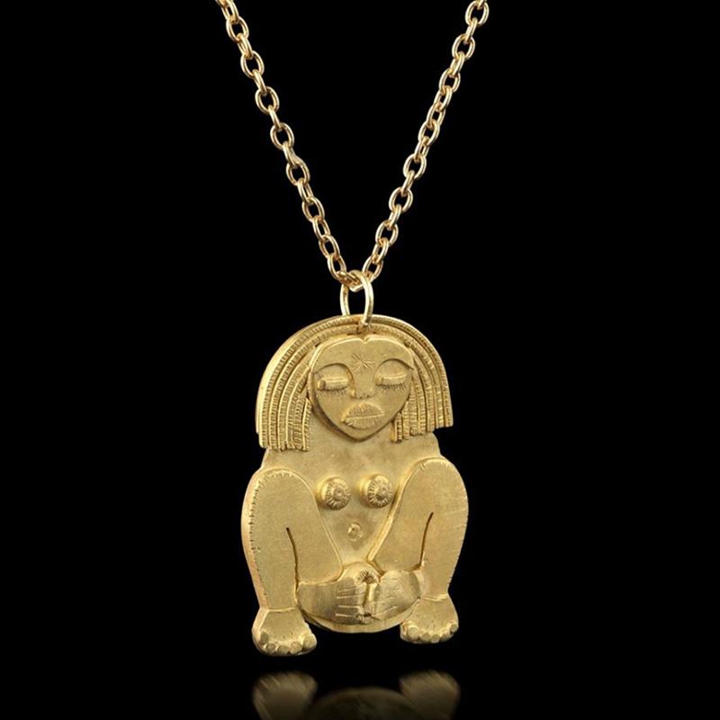 The Danu Sheela-Na-Gig Amulet is made with 18ct Fairmined gold from Peru.

She is made by hand using a technique I developed on layering gold sheet and is entirely unique.  This is a pain-staking process that delivers a look that cannot be compared