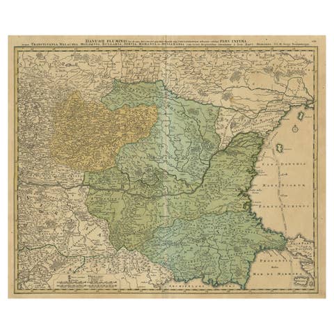 Danube River Incl Serbia, Moldavia, Transylvania, Romania, Bulgaria Etc, ca.1720