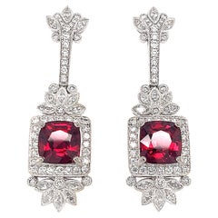 Danuta 7.98 Carat Natural Vivid Red Burma Spinel GRS Certified Dangling Earrings