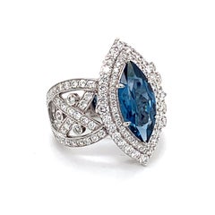 Danuta Blue Zircon 3.18 1.82 Carat Diamond Engagement Ring