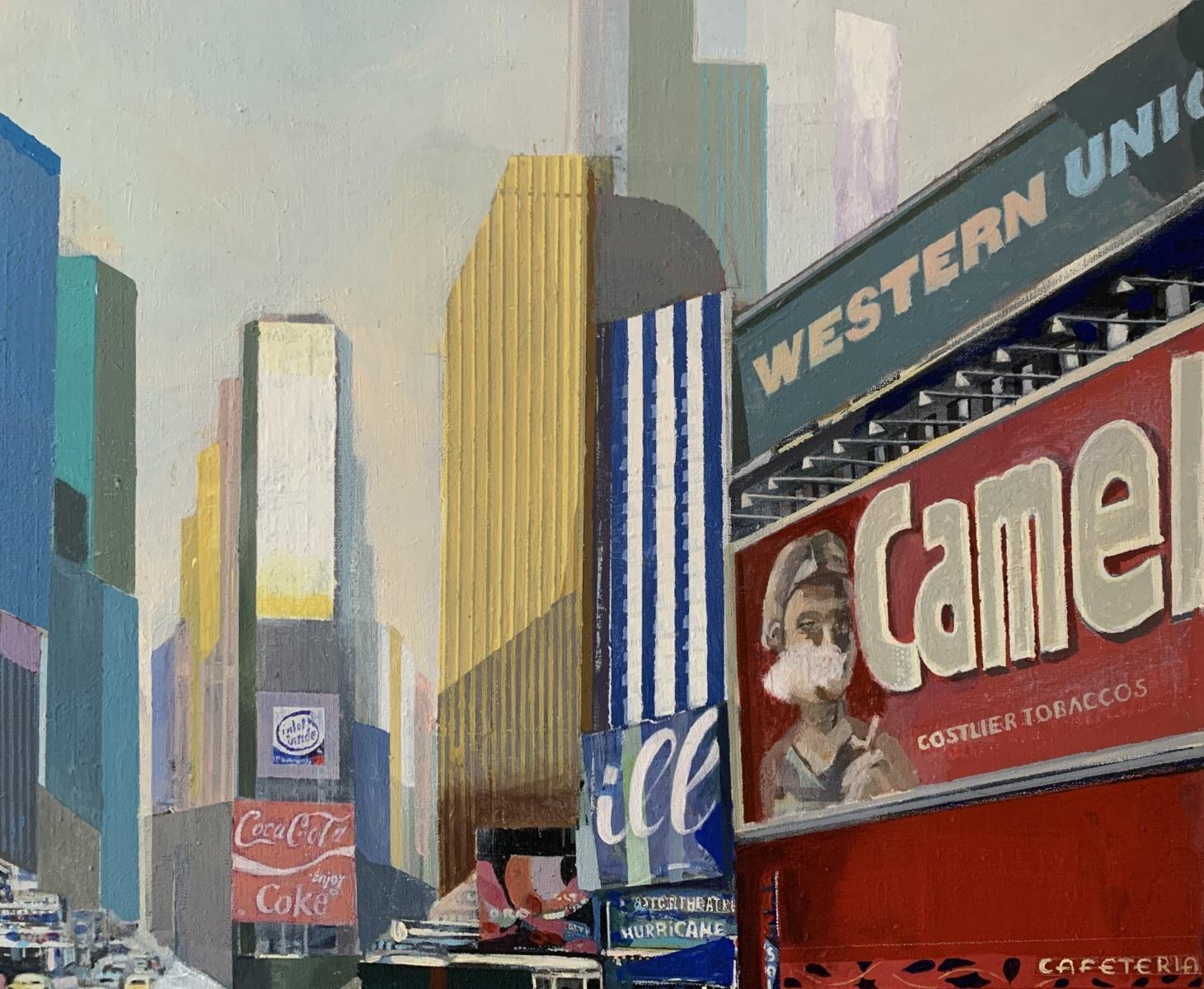 Nueva York - Pintura figurativa contemporánea, arte pop, artista polaco - Figurative Painting Gris de Danuta Dąbrowska-Siemaszkiewicz