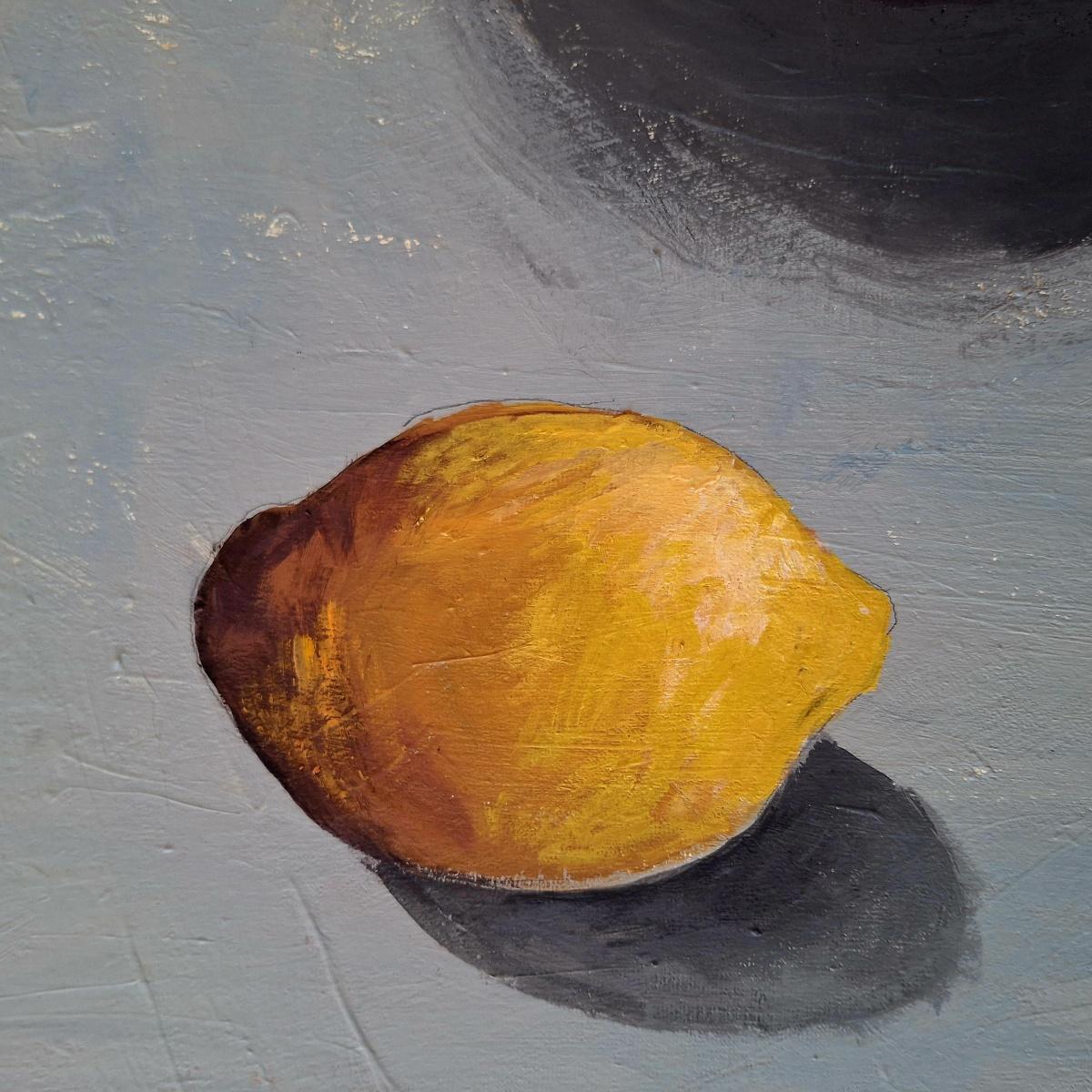Stilleben mit Wassermelone. Zeitgenössische Stilllebenmalerei, Art deco, Polen (Sonstige Kunststile), Painting, von Danuta Dąbrowska-Siemaszkiewicz