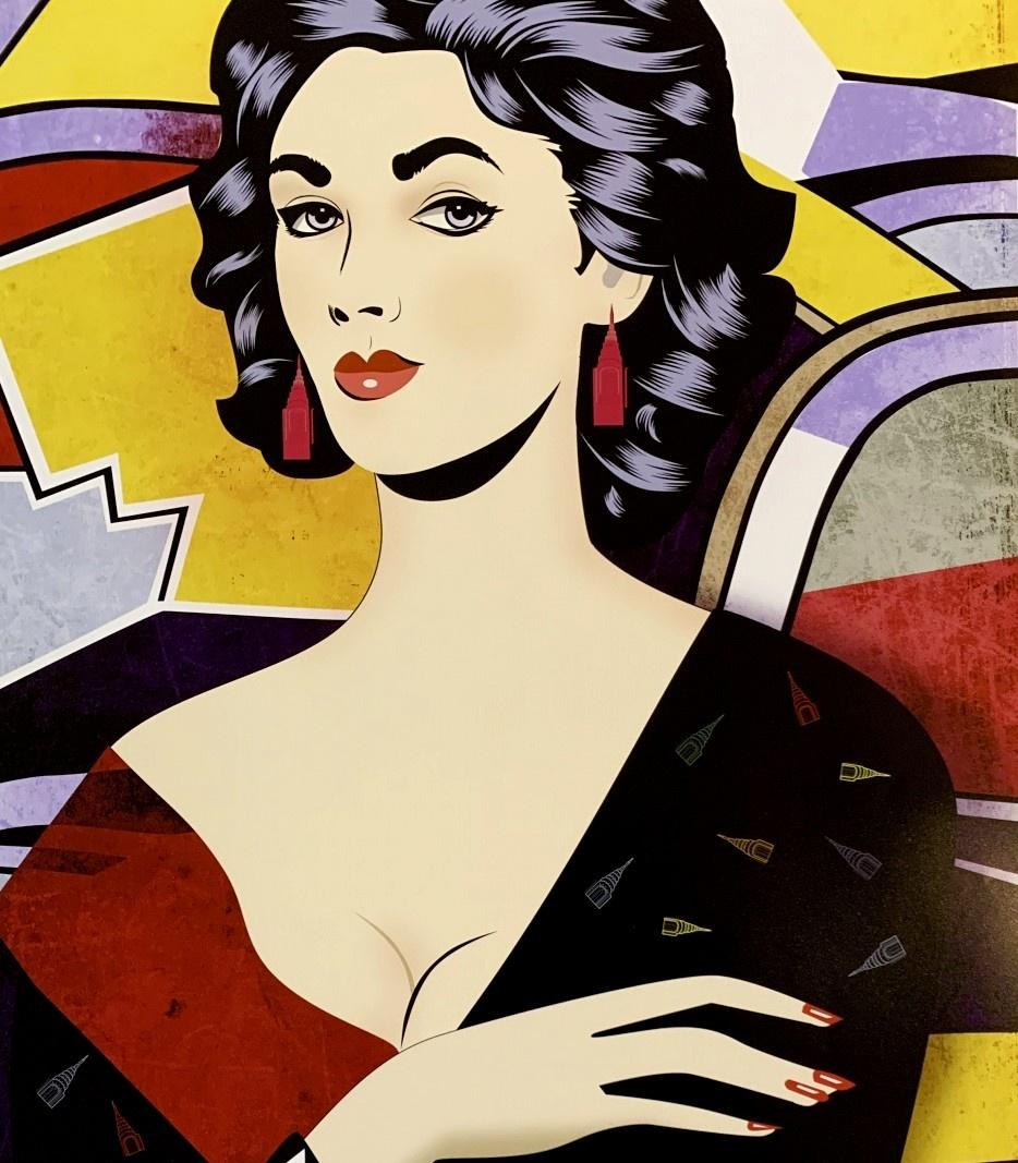 Isabel IV. Grabado figurativo contemporáneo, Icono, Arte pop, Artista polaco - Print de Danuta Dąbrowska-Siemaszkiewicz