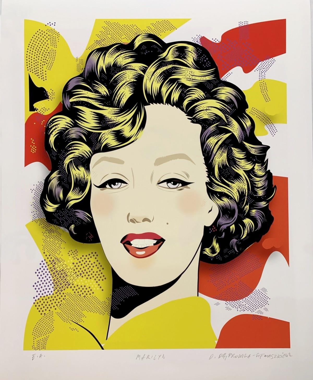 Marilyn - Impression figurative contemporaine, culture pop, pop art, artiste polonaise - Print de Danuta Dąbrowska-Siemaszkiewicz