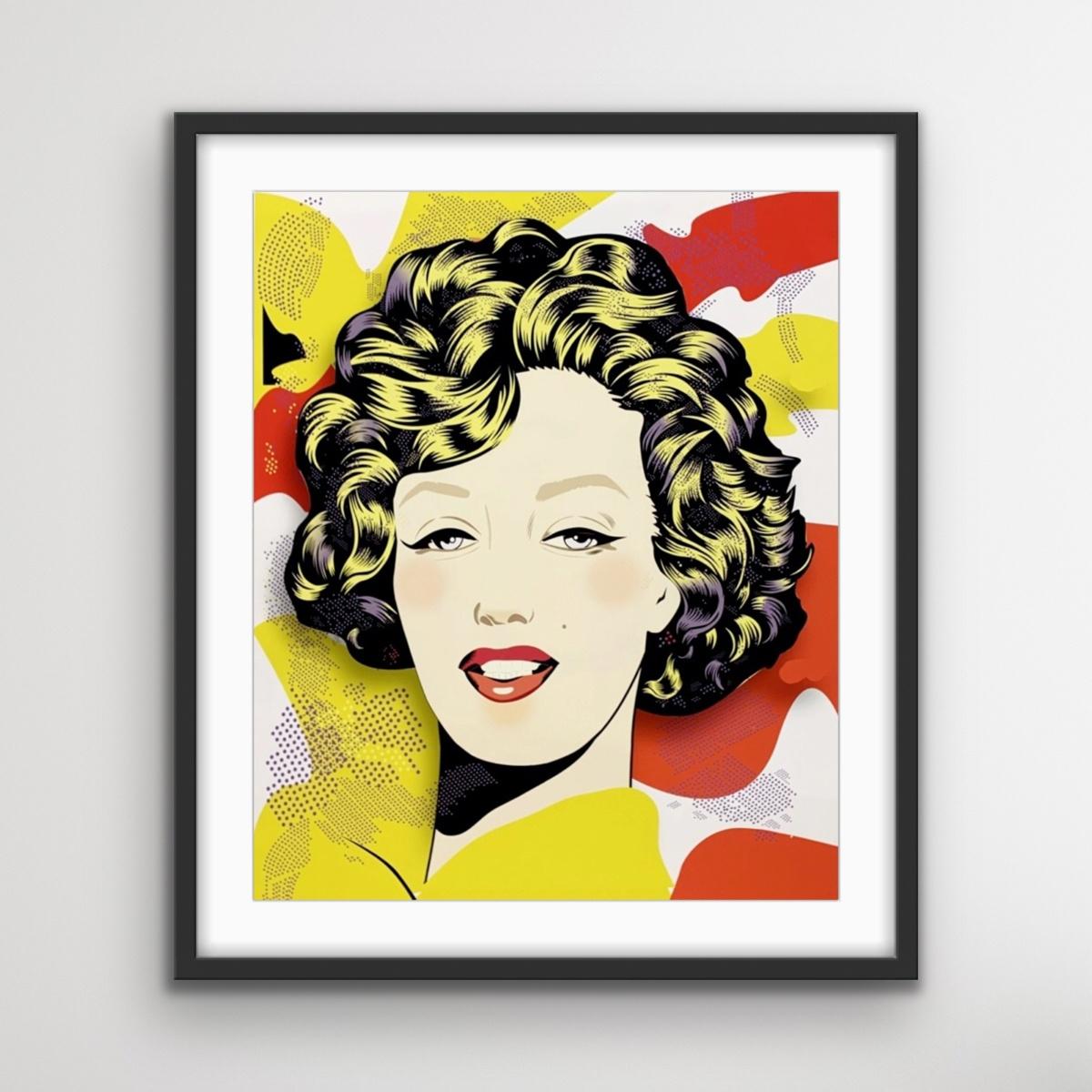 Marilyn - Contemporary figurative Print, Pop Culture, Pop art, Polish artist - Yellow Figurative Print by Danuta Dąbrowska-Siemaszkiewicz