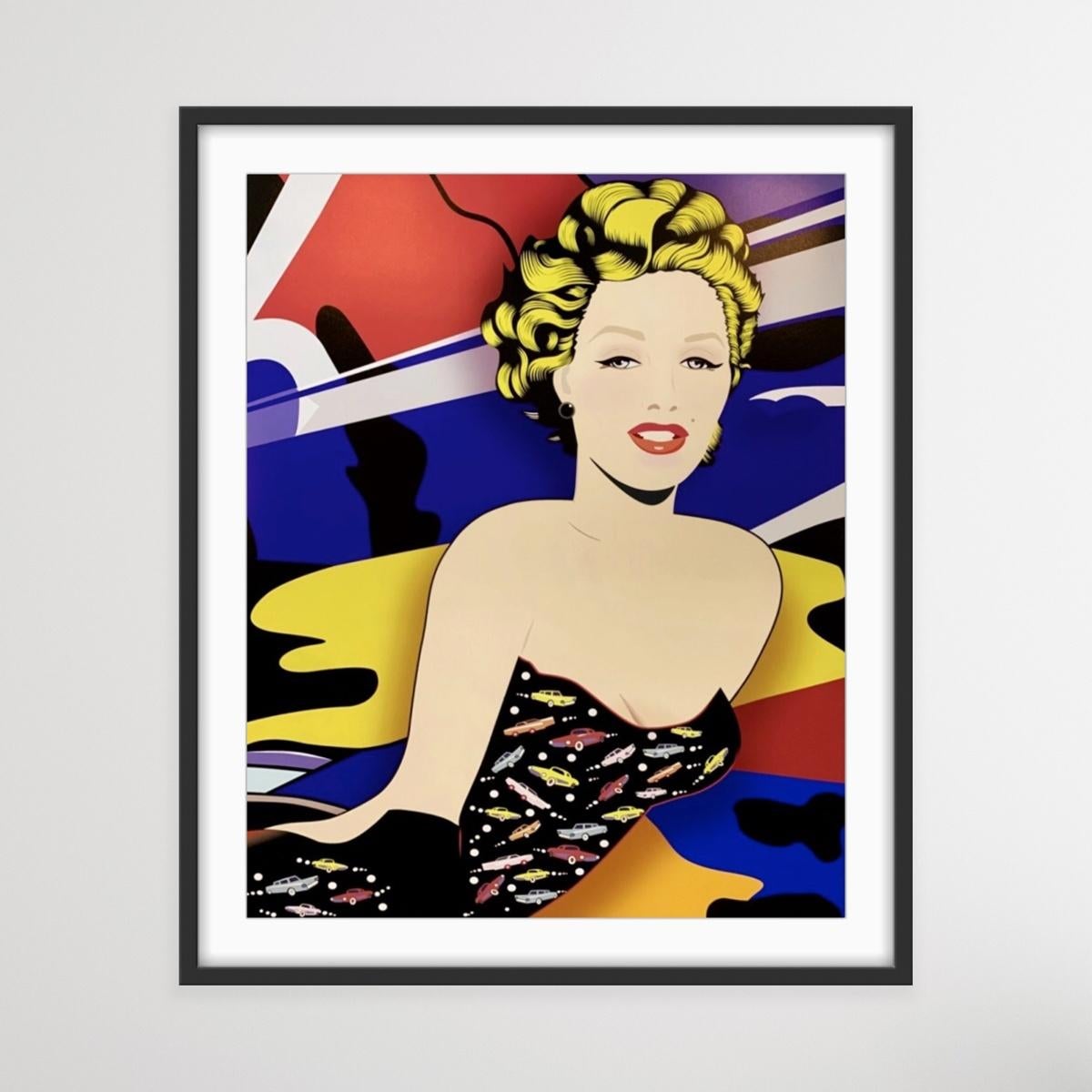 Monroe. Grabado figurativo contemporáneo, Icono, Arte pop, Artista polaco - Figurative Print Beige de Danuta Dąbrowska-Siemaszkiewicz