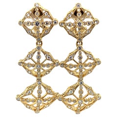 Danuta detachable top dangling 18 Karat yellow gold diamond Earrings