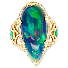 Danuta Natural Ethiopian Opal 6.42 Carat Diamond Emerald Engagement Ring 