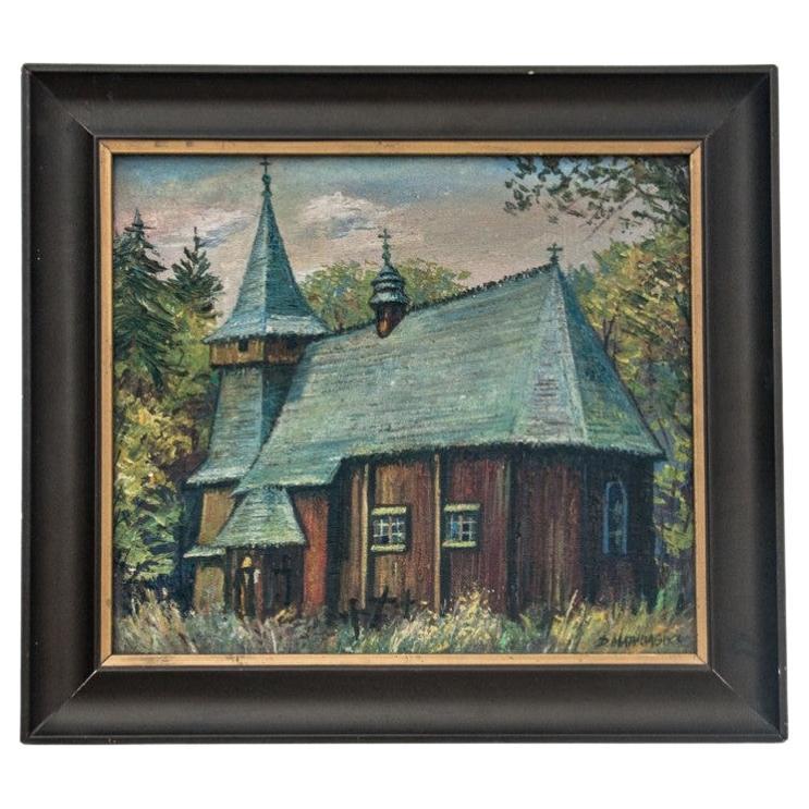 Danuta Matyjasik, painting "Church"., Poland, 1992. For Sale