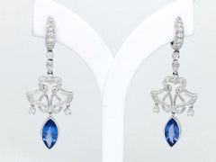 18 Karat Gold 3.32 Carat AAA Tanzanite and Diamond Earrings