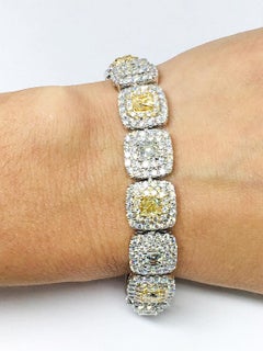 18 Karat Gold 3.72 Carat Yellow Diamond and 12.63 Carat Diamond Necklace