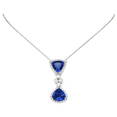 18k Gold 9.38tcw Tanzanite 
1.50tcw Diamonds Pendant Necklace
