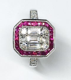 18 K White Gold 1.00 Carat Ruby and 0.93 Carat Diamonds Ring