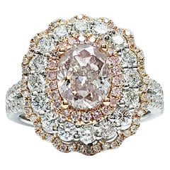 GIA 1.87 Carat Fancy Brownish Pink Diamond Triple Halo Ring