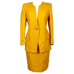 Dany Gonna da abito floreale in cotone giallo damascato anni '70