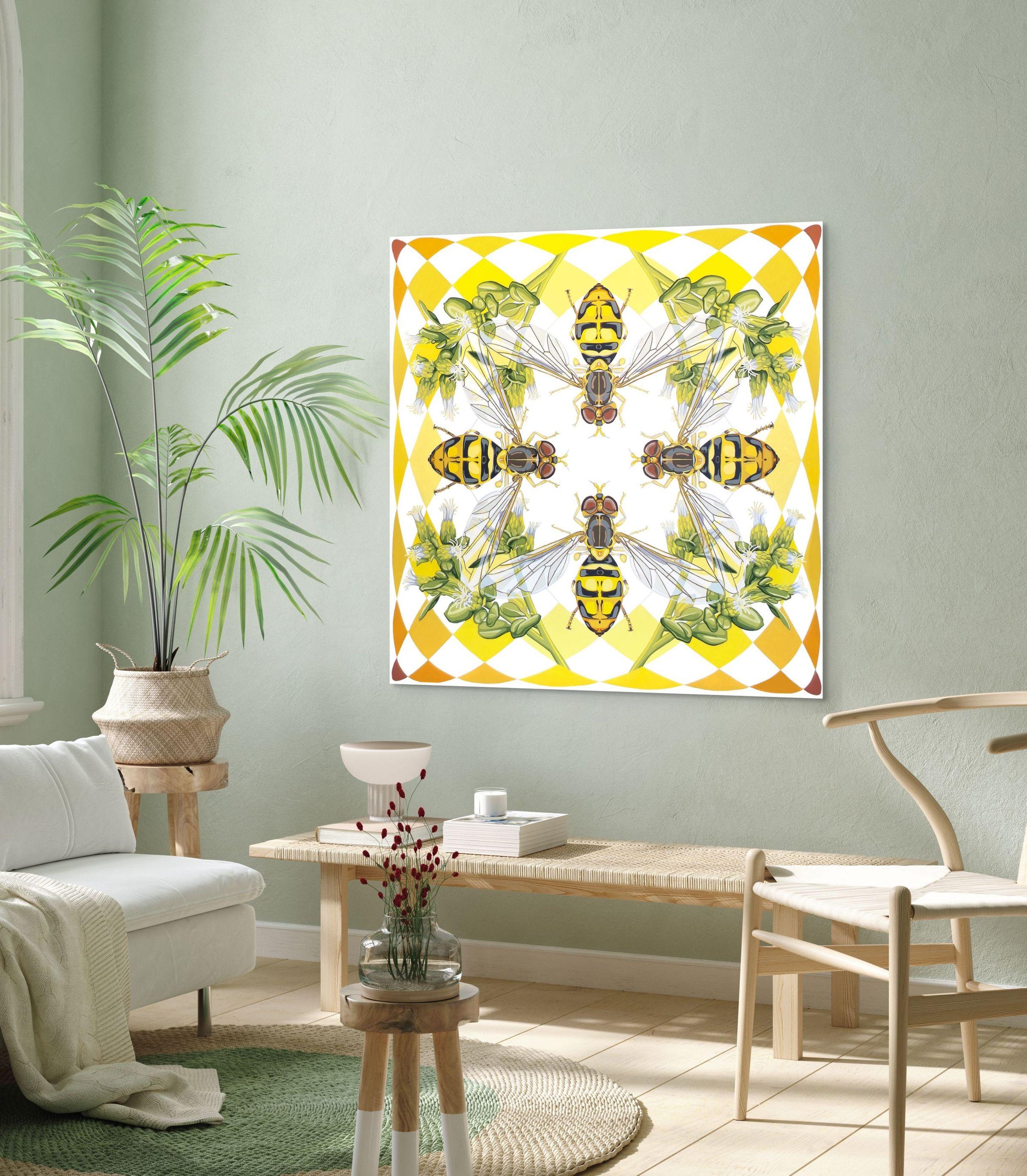 KALEIDOSCOPE : Hoverfly & Coyote Brush - Painting by Danza Davis