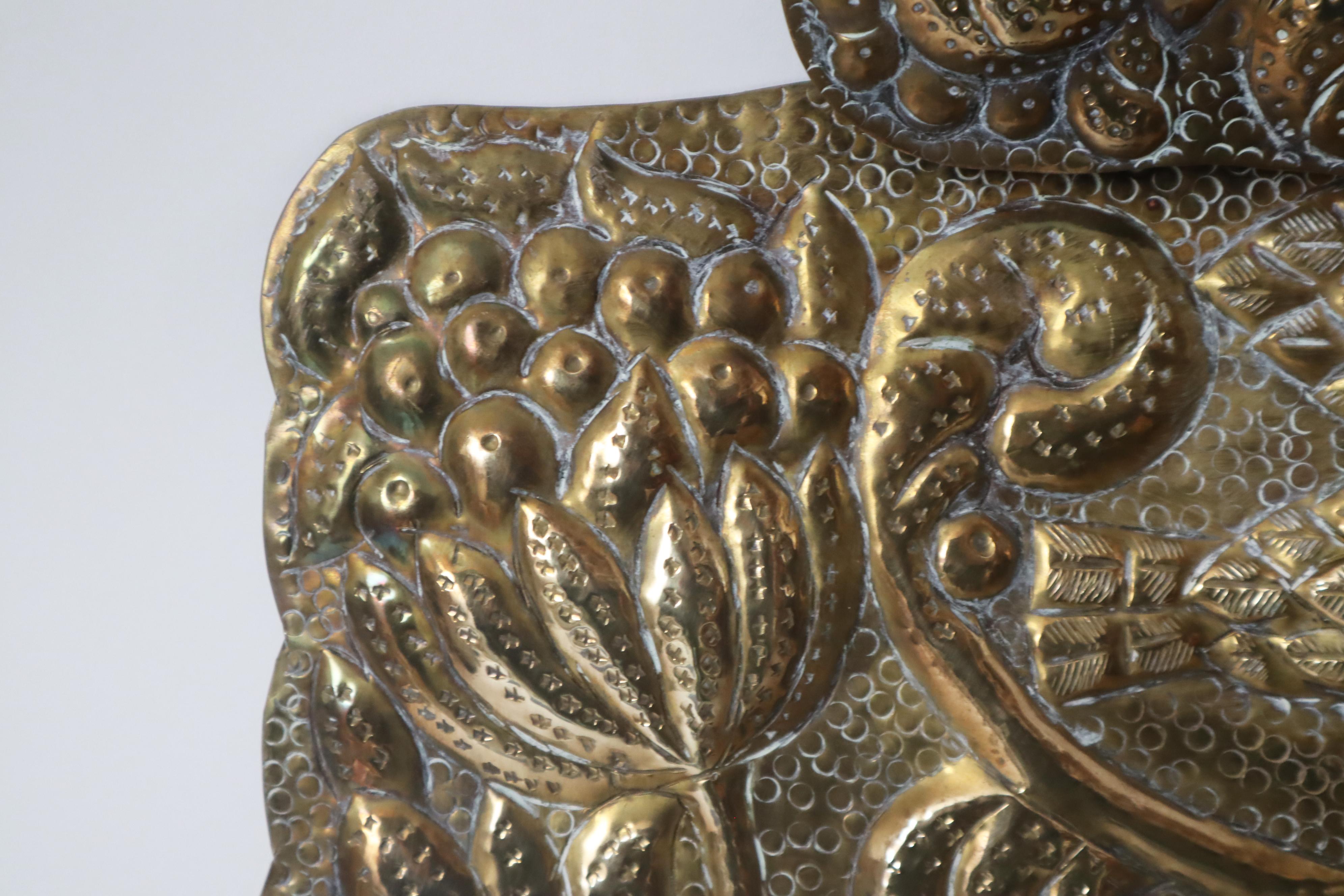 Danzig Portavelas de Pared Barroco Blaker Latón con Motivo de Pájaro y Flora siglo XVIII y antes en venta