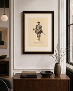 Danzig Merchant Costume Engraving, Polish Trade Figure, Hand-Colored, 1749