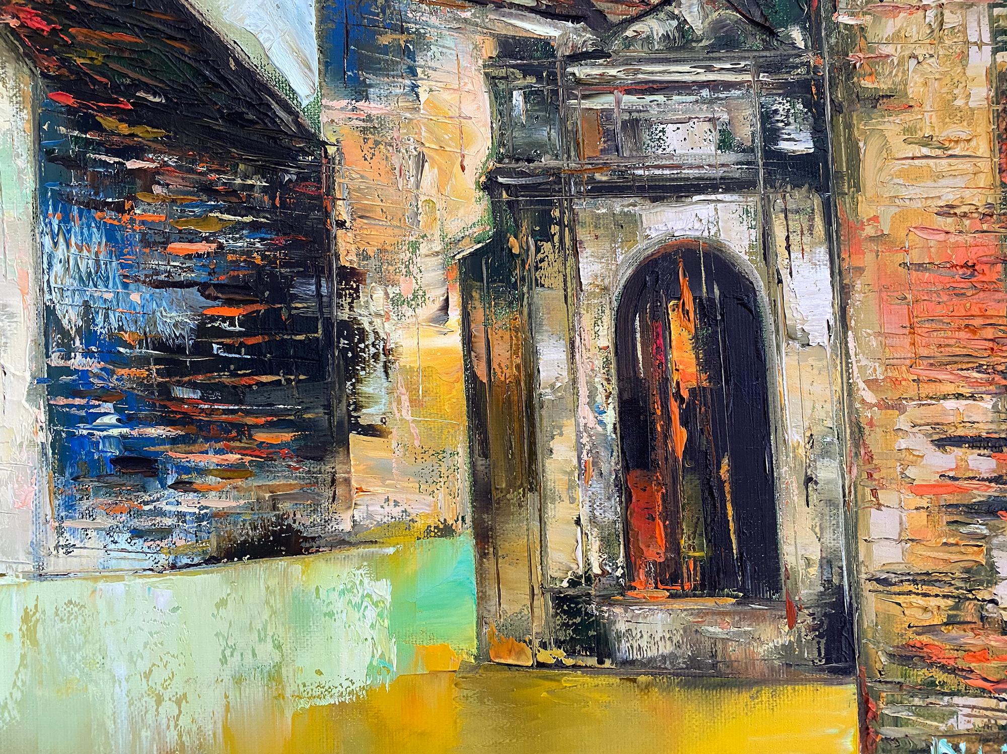 Puerta de la Luna  Paisaje arquitectónico impresionista - Landscape Painting Marrón de Dao Hai Phong