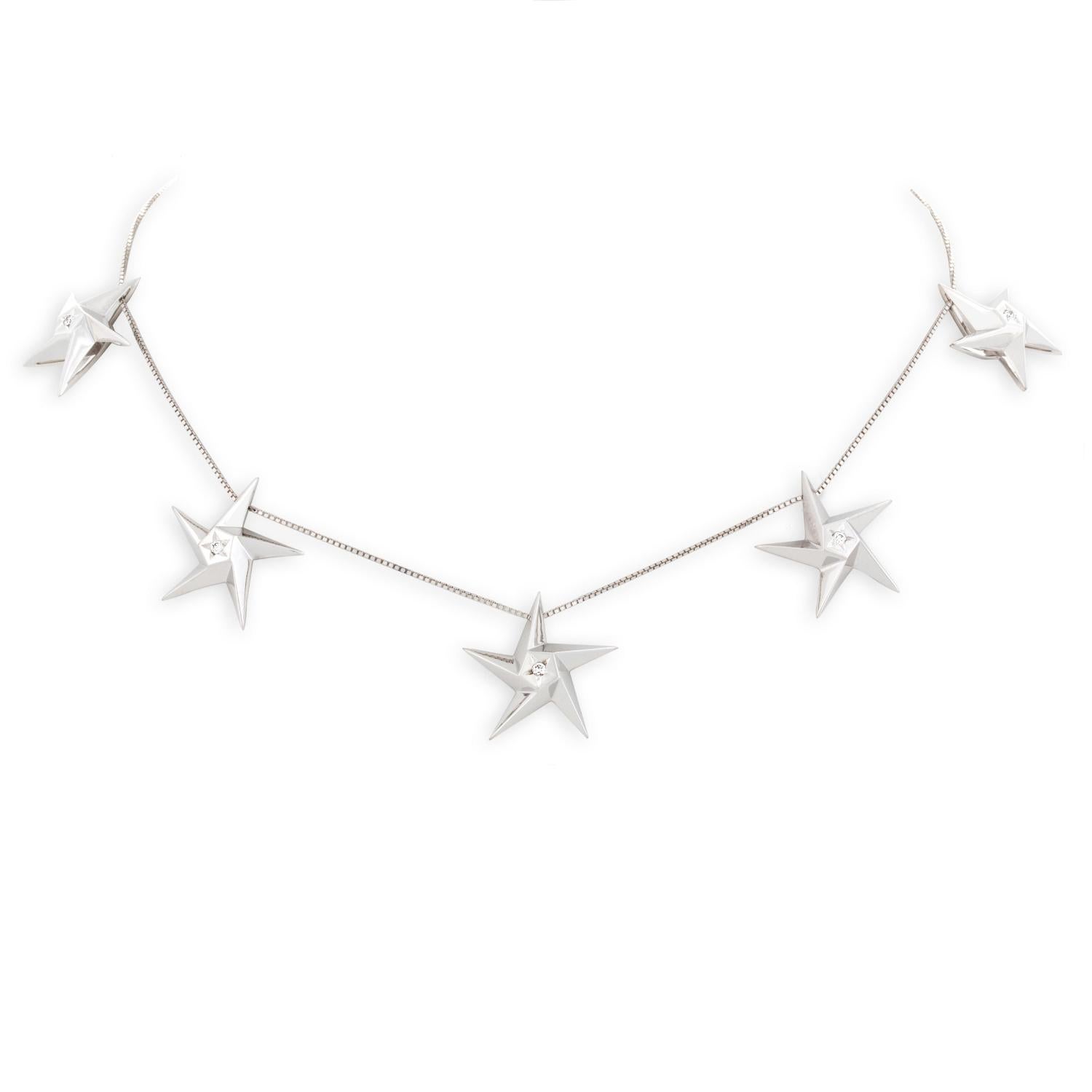 Daou Diamond Star Earrings in White Gold with Convertible Star Drop Earrings For Sale 2