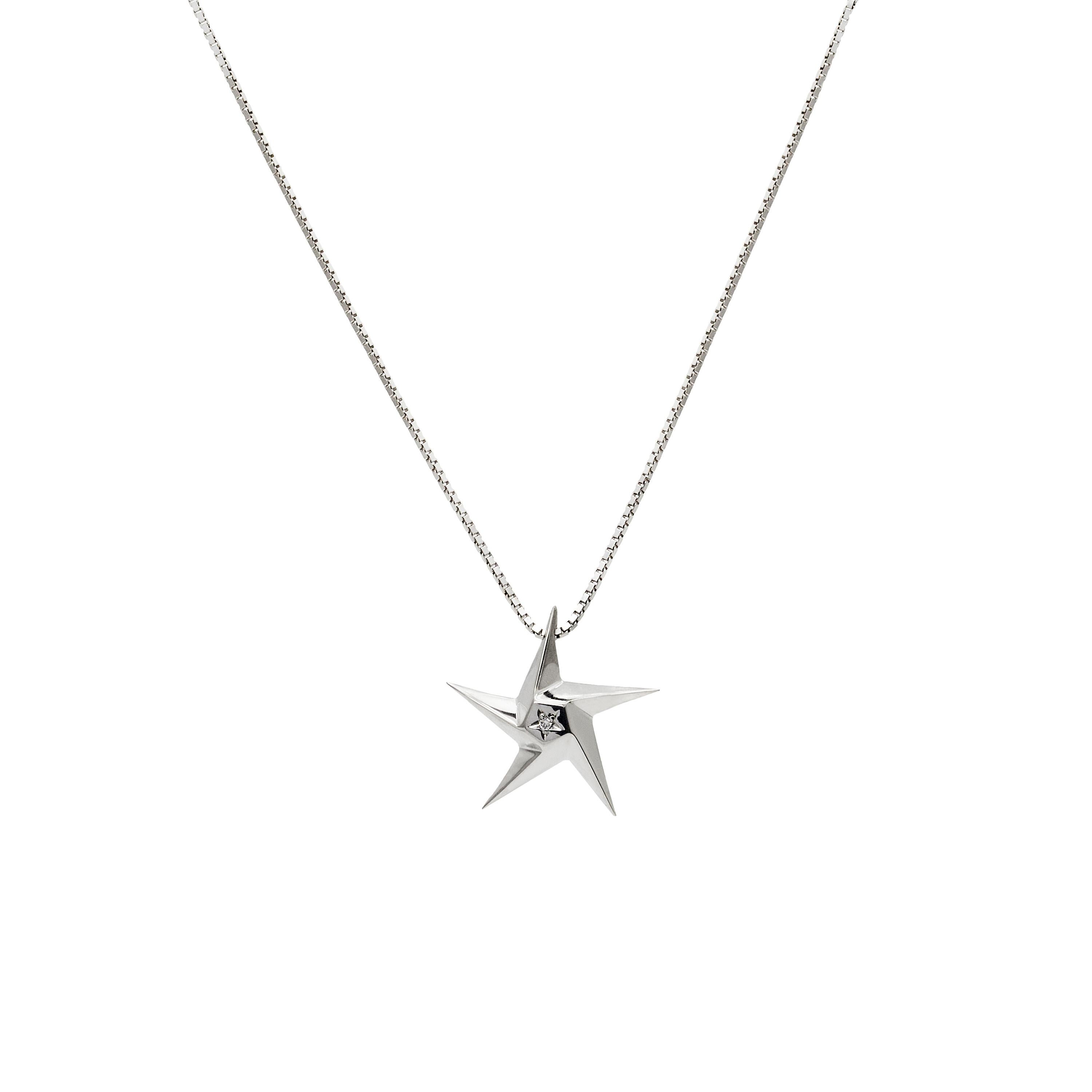 Contemporary Daou  Diamond Star Necklace in White Gold a collar choker style necklace  For Sale
