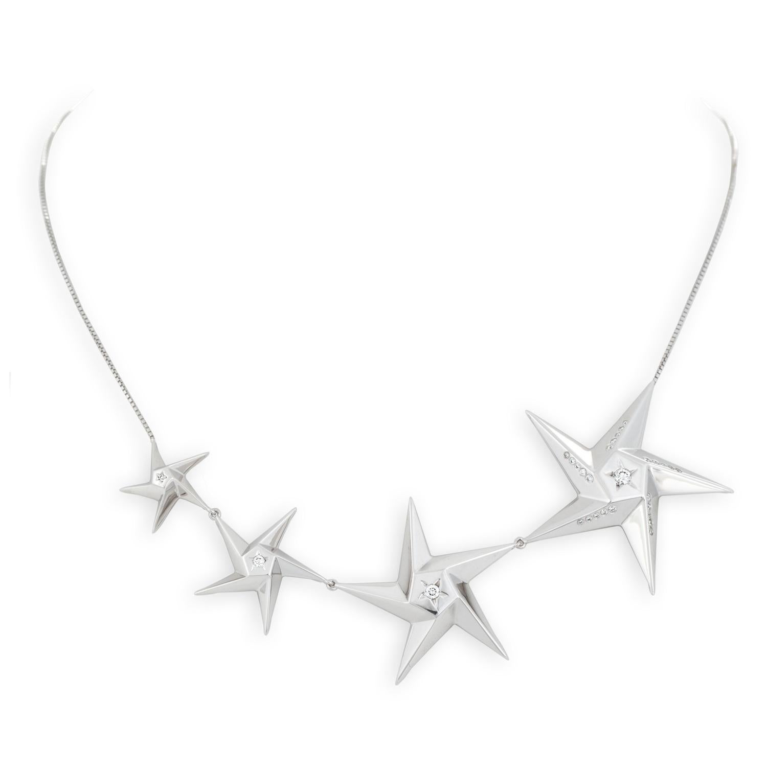 Daou  Diamond Star Necklace in White Gold a collar choker style necklace  For Sale 2