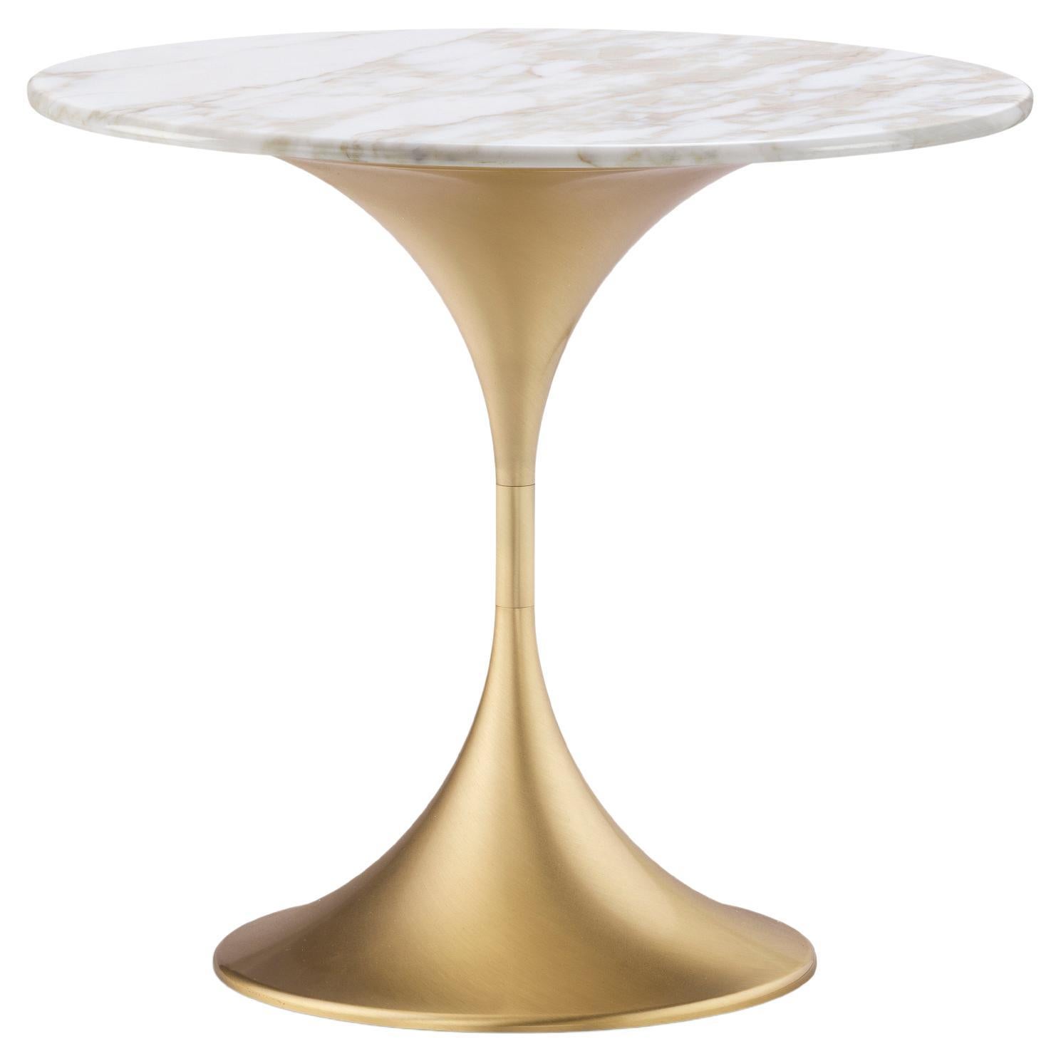 Dapertutto Kurzer Tisch, Calacatta Gold Platte, Satin Messing , Made in Italy