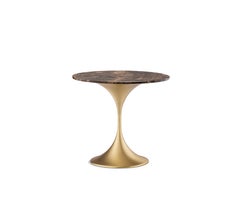 Dapertutto Short Table, Emperador Dark Top, Satin Brass , Made in Italy