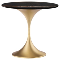 Dapertutto Short Table, Sahara Noir Top, Satin Brass , Made in Italy