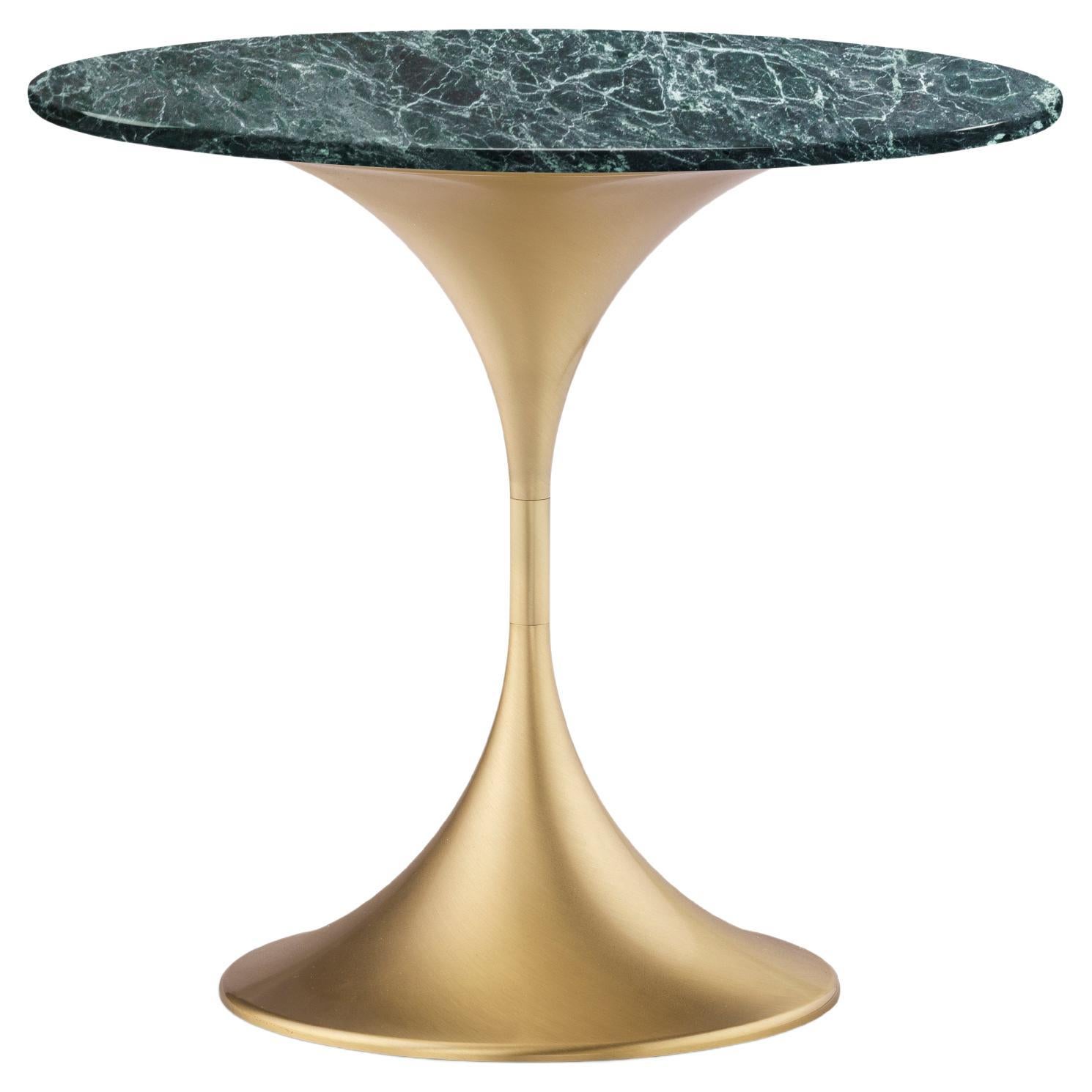 Dapertutto Short Table, Verde Alpi Top, Satin Brass , Made in Italy For Sale