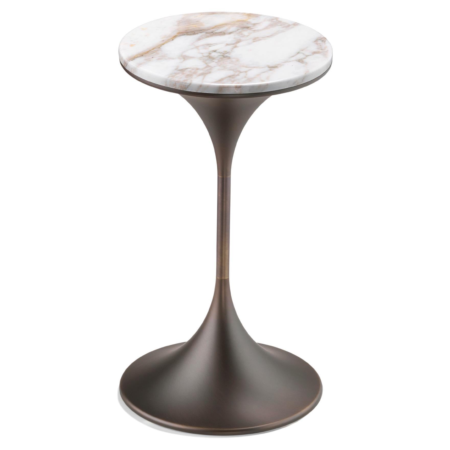 Dapertutto Tall Table, Calacatta Gold Top, Burnished Brass , Made in Italy For Sale
