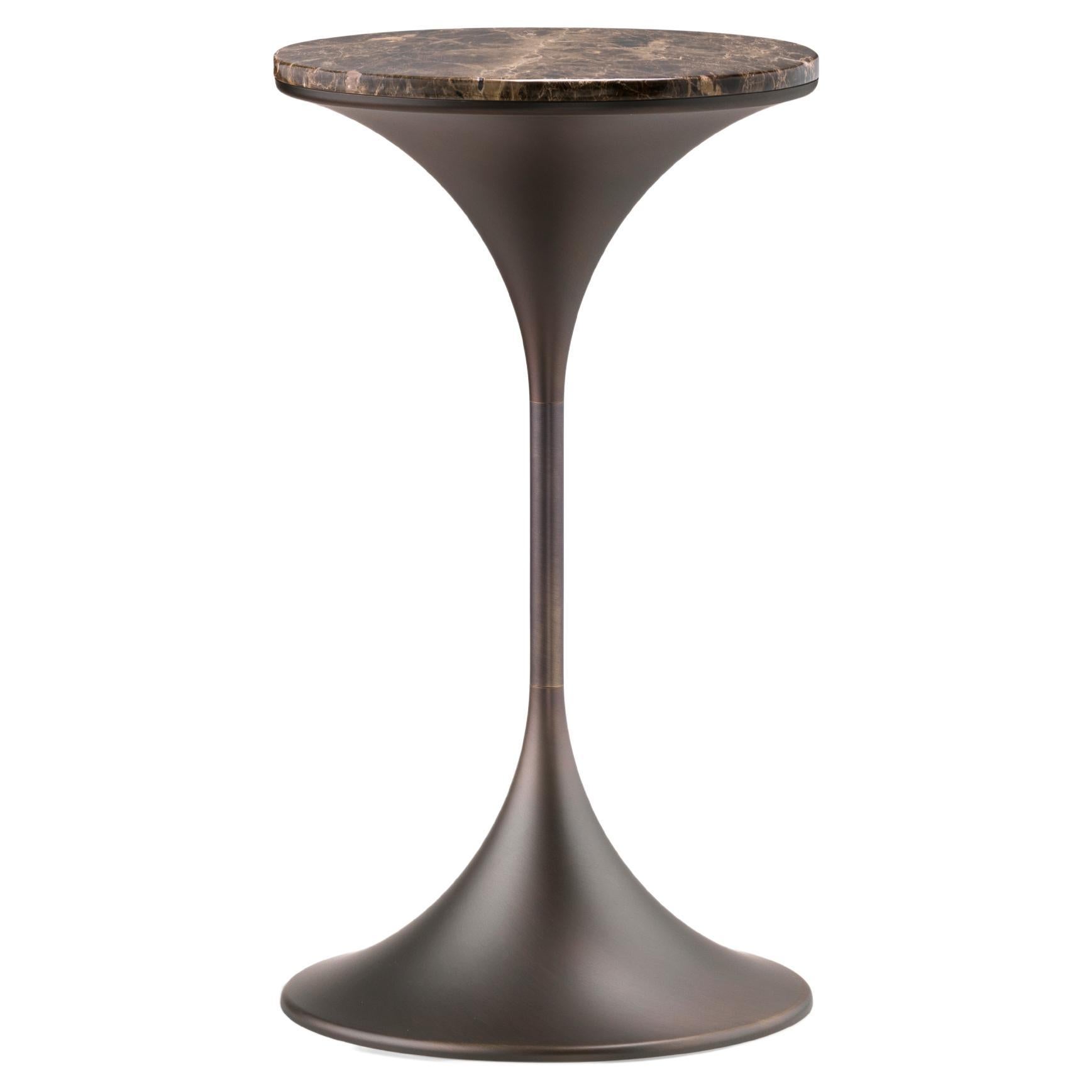 Dapertutto Tall Table, Emperador Dark Top, Burnished Brass , Made in Italy For Sale