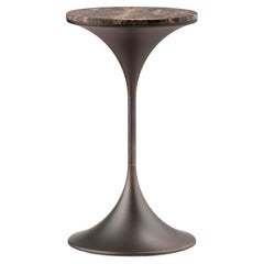Dapertutto Tall Table, Emperador Dark Top, Burnished Brass , Made in Italy